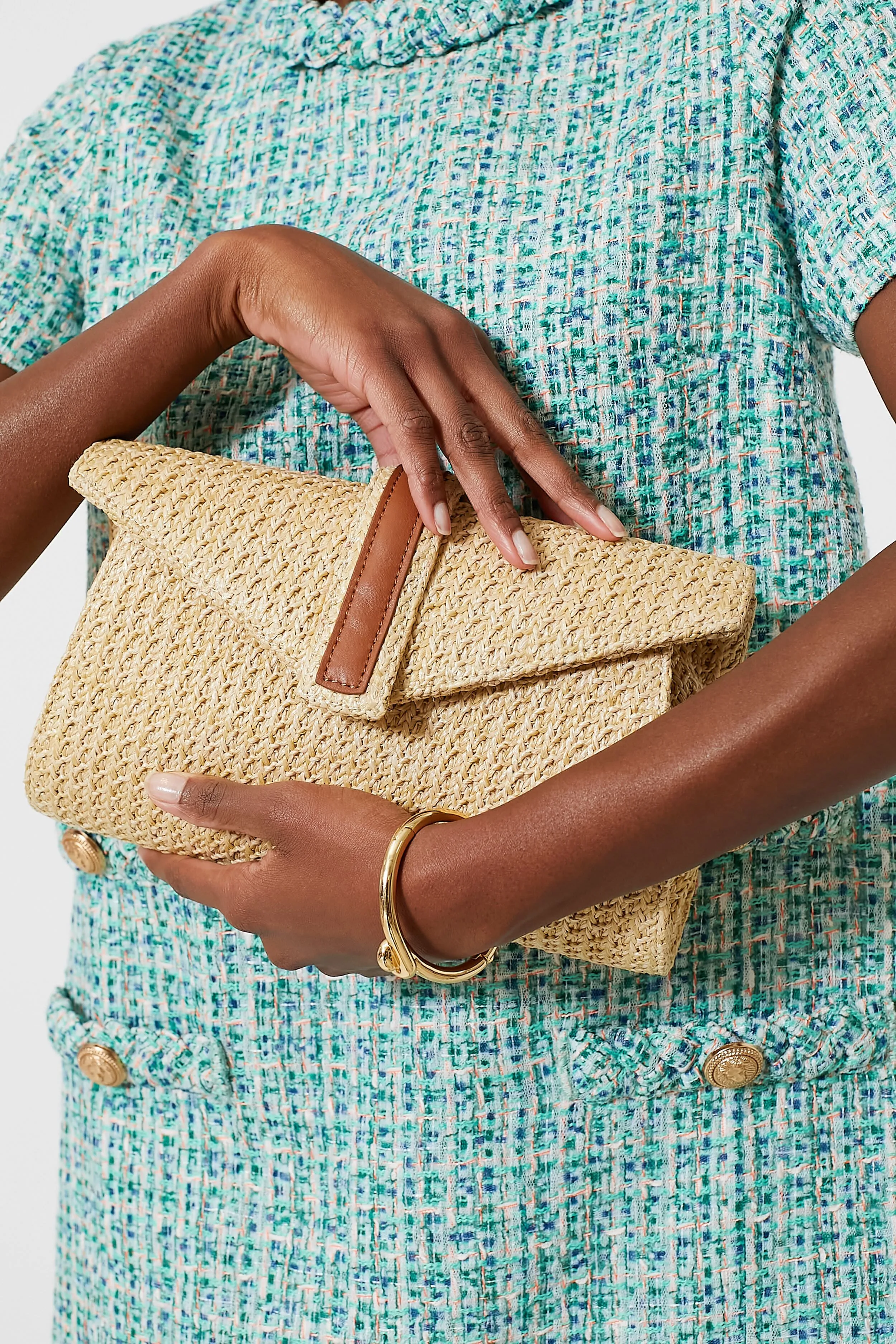 Rowen Raffia Envelope Clutch