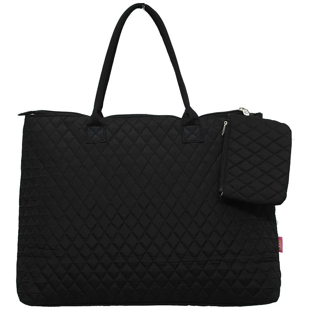 Solid Black NGIL Quilted Overnight Tote Bag