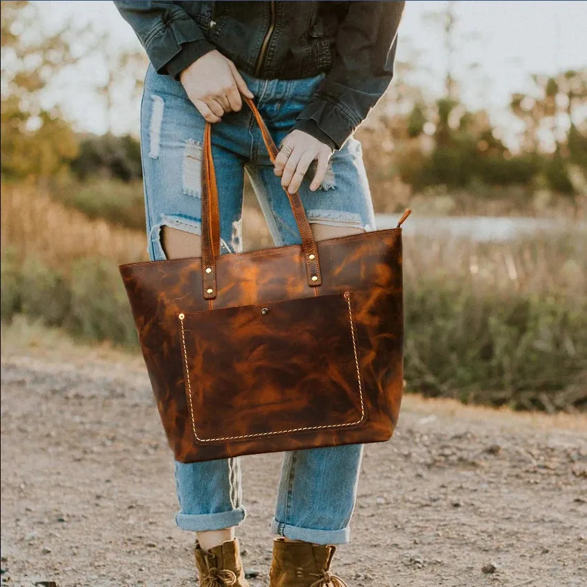 Stylish Genuine Cowhide Leather Tote for Women