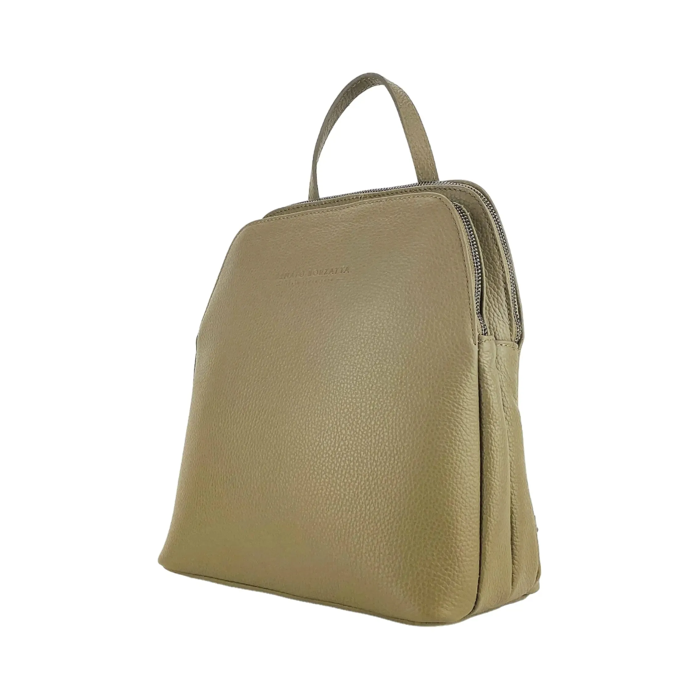 Taupe Italian Leather Women's Backpack with Dual Storage Compartments