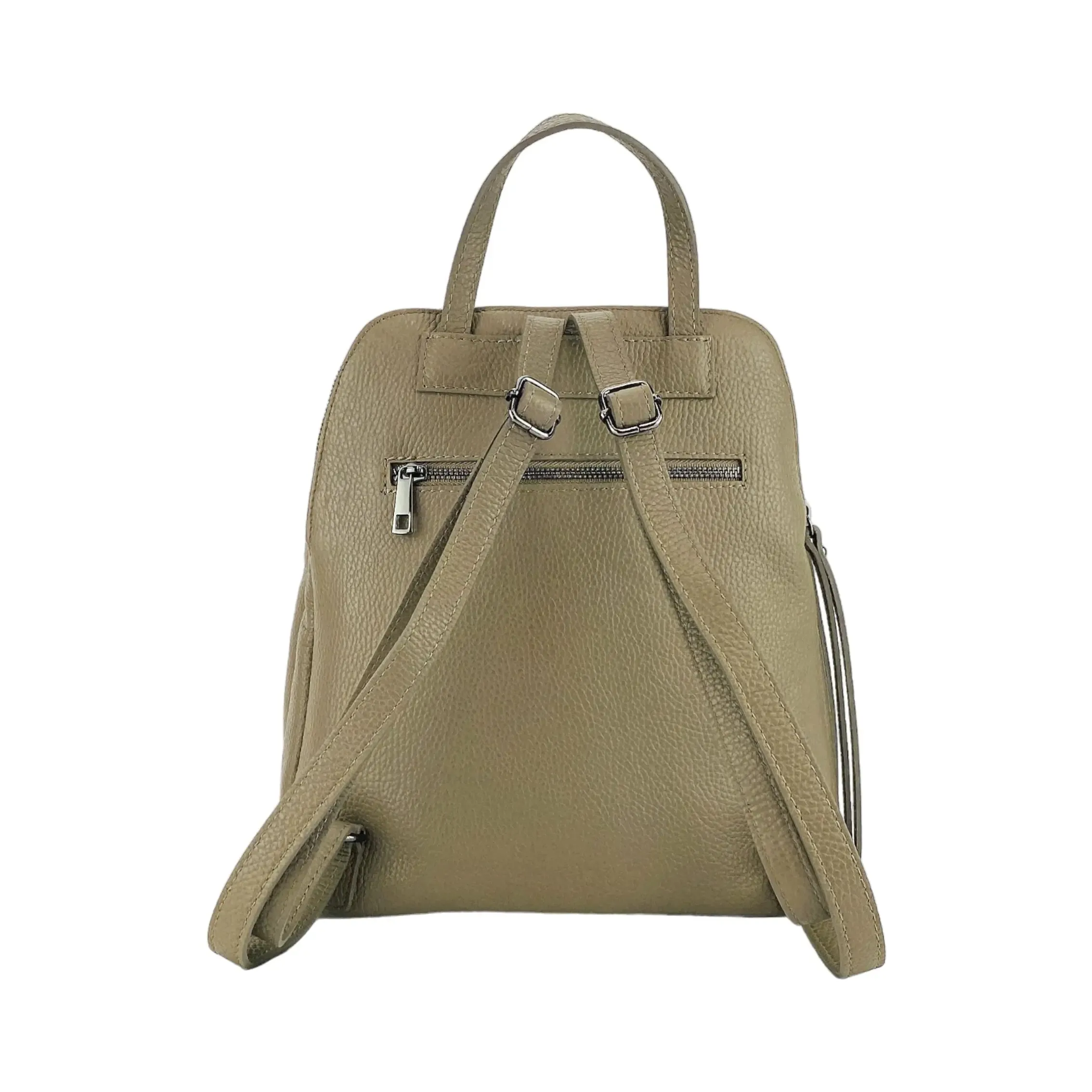 Taupe Italian Leather Women's Backpack with Dual Storage Compartments