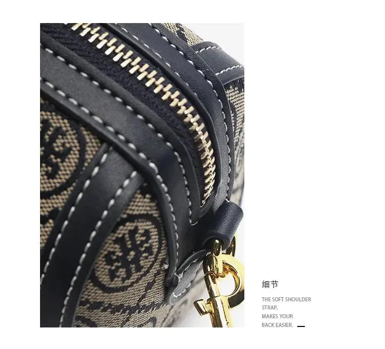 TB Retro Print Pattern Boston Bag 2024 New Womens Crossbody Bag Handheld ShoulderBag Bucket Bag