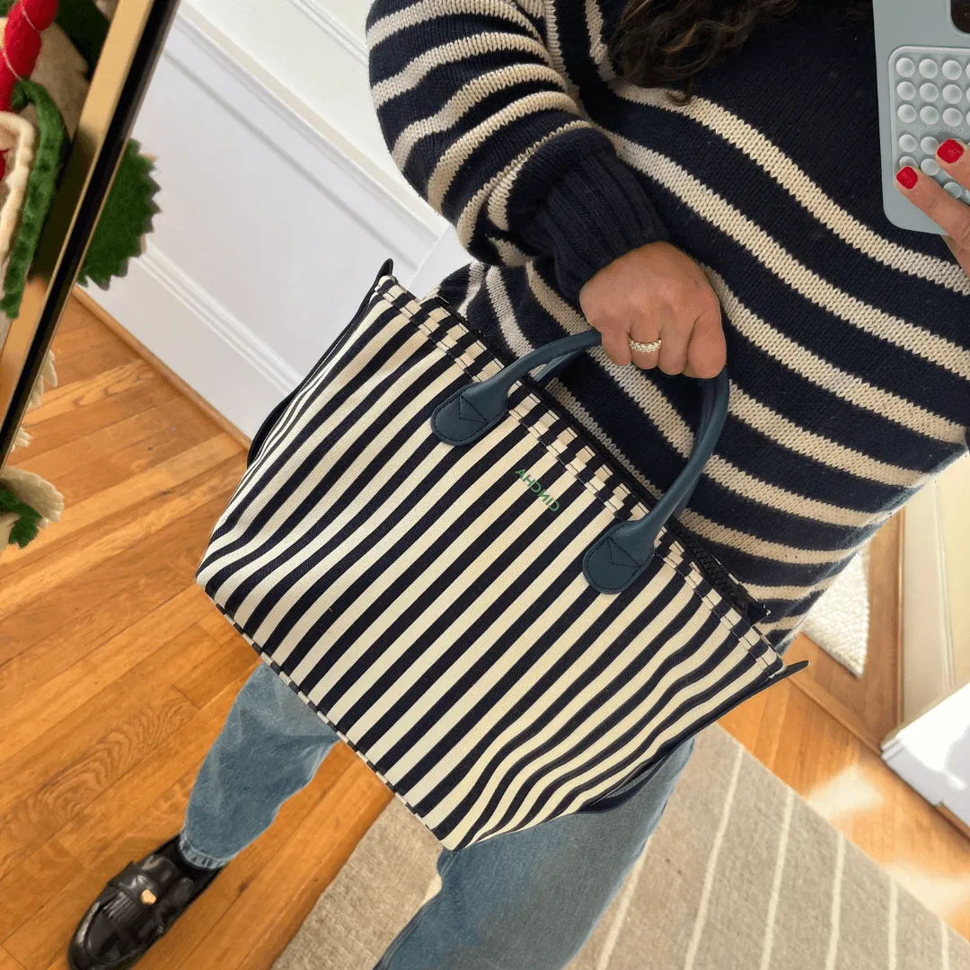 The Mini Canvas Go-Tote - Navy Stripe