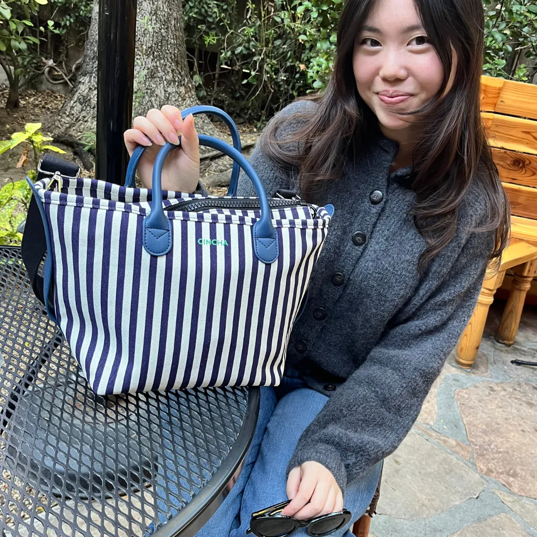 The Mini Canvas Go-Tote - Navy Stripe