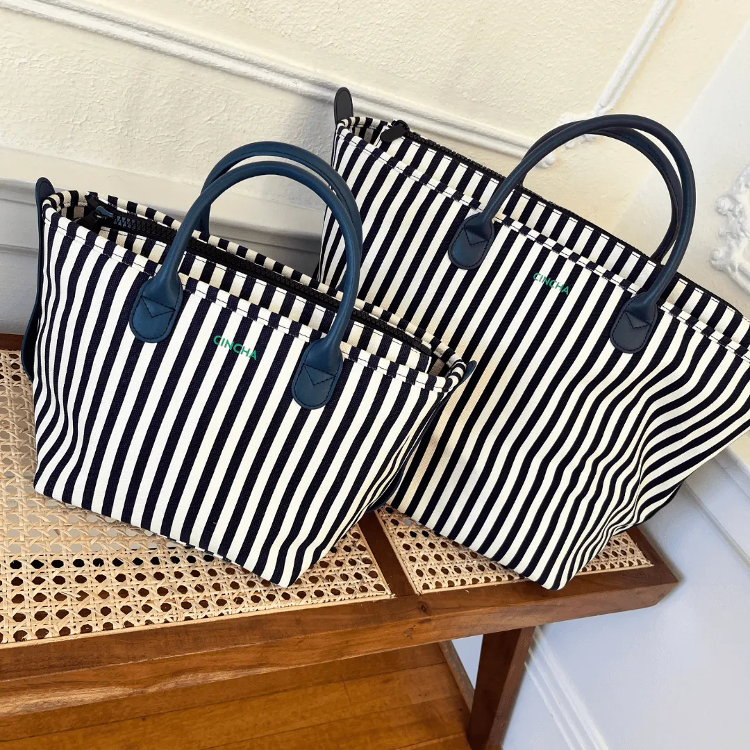 The Mini Canvas Go-Tote - Navy Stripe