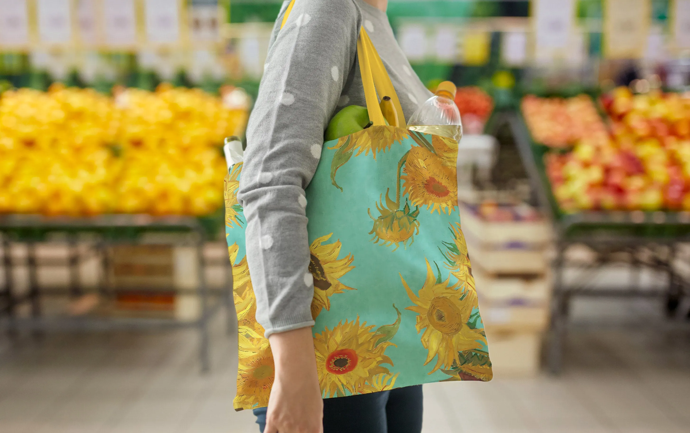 van Gogh Sunflowers Shoulder Strap Canvas Magazine Tote