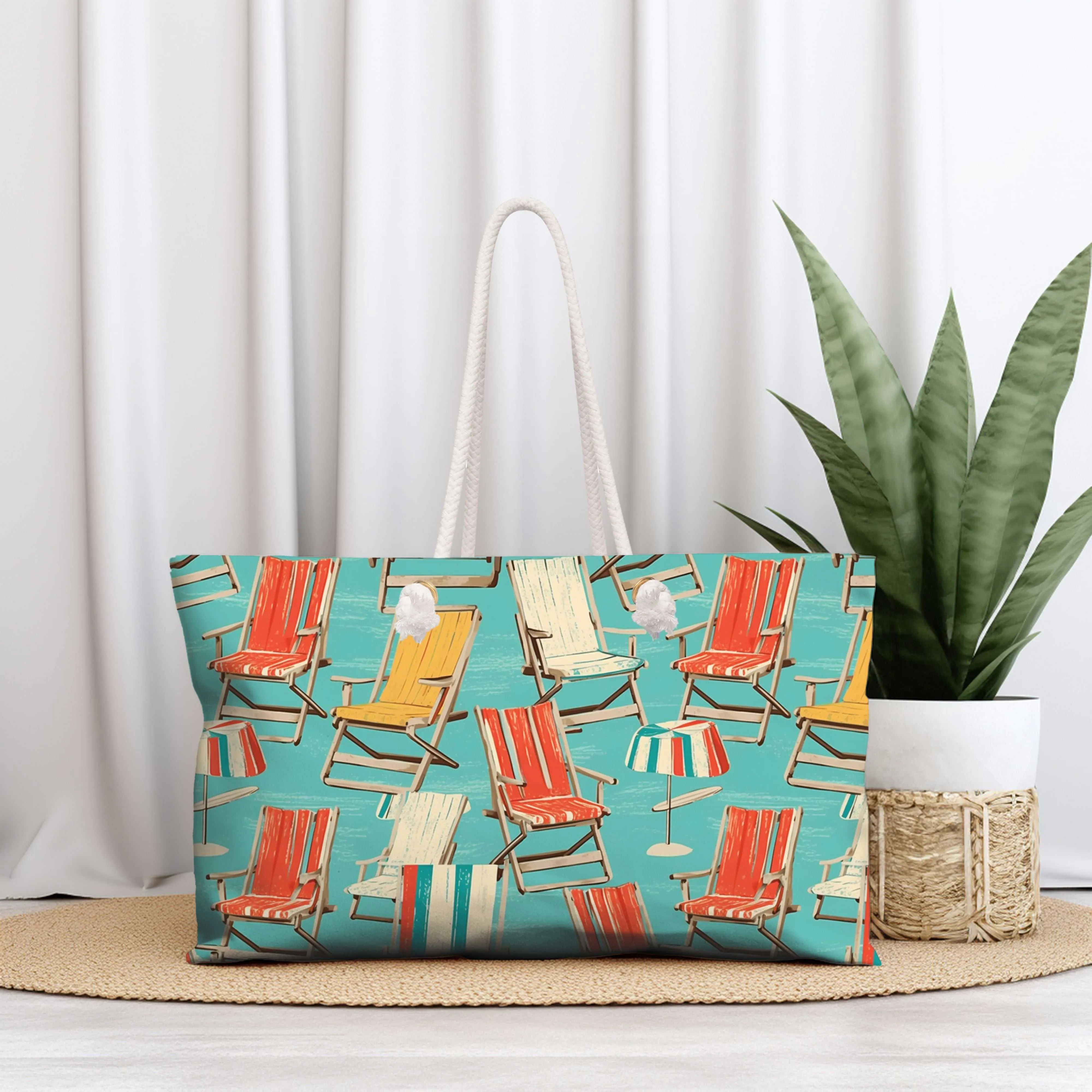 Vintage Beach Chairs Canvas Weekender Tote