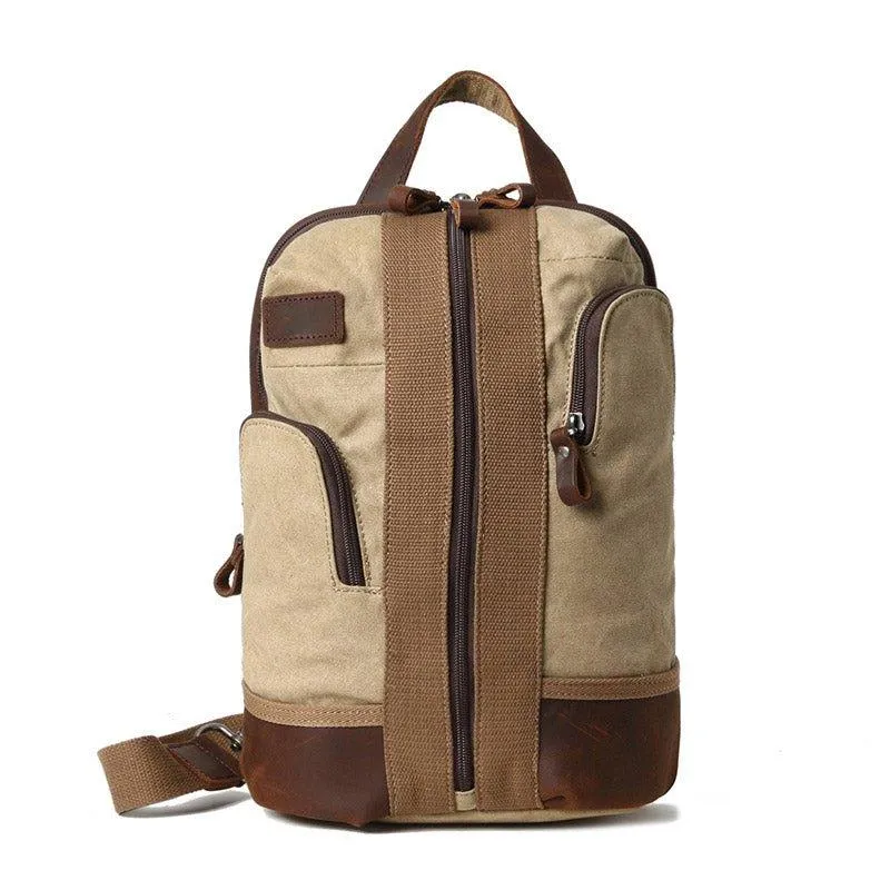 Waterproof Canvas Crossbody Sling Backpack