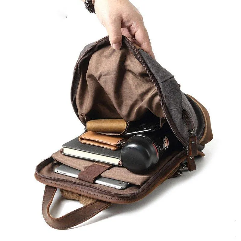 Waterproof Canvas Crossbody Sling Backpack