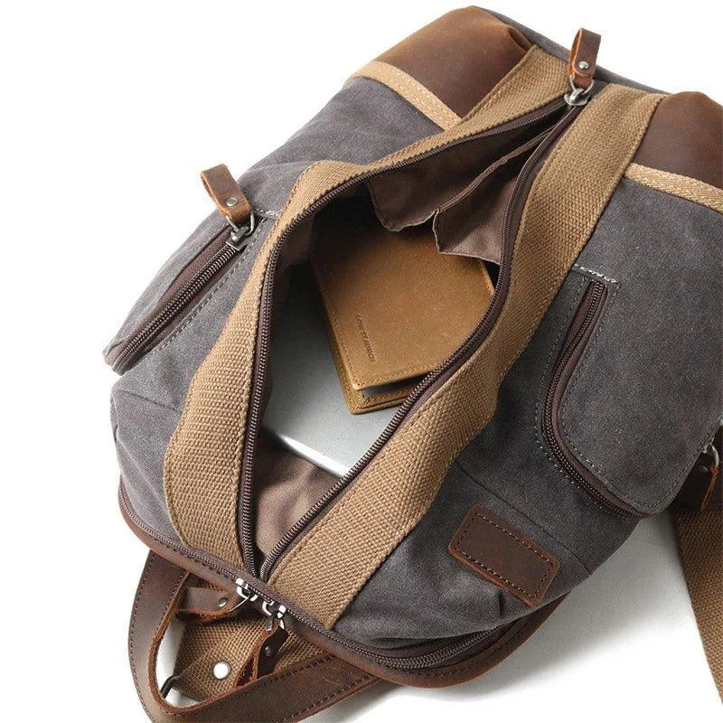 Waterproof Canvas Crossbody Sling Backpack