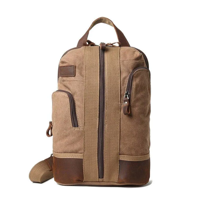 Waterproof Canvas Crossbody Sling Backpack