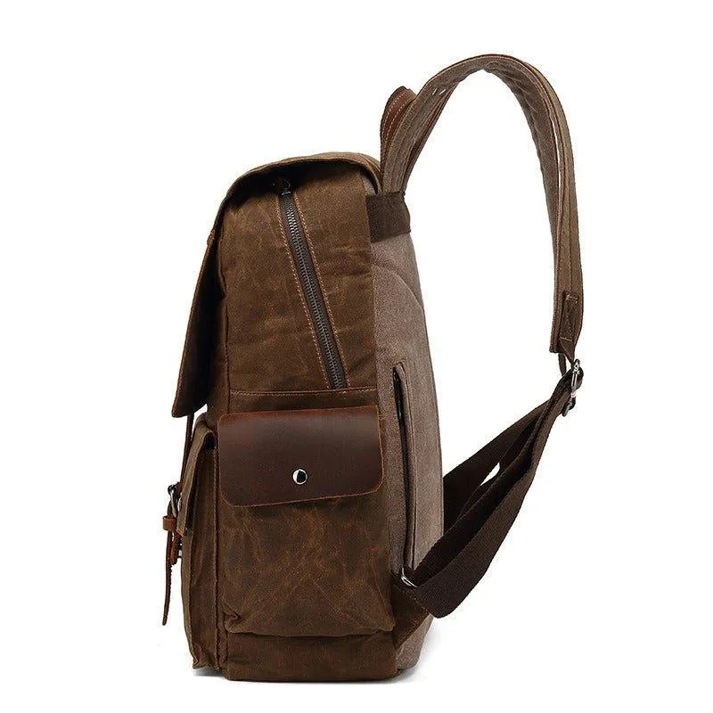 Waxed Canvas Backpack Rucksack with Side Pockets