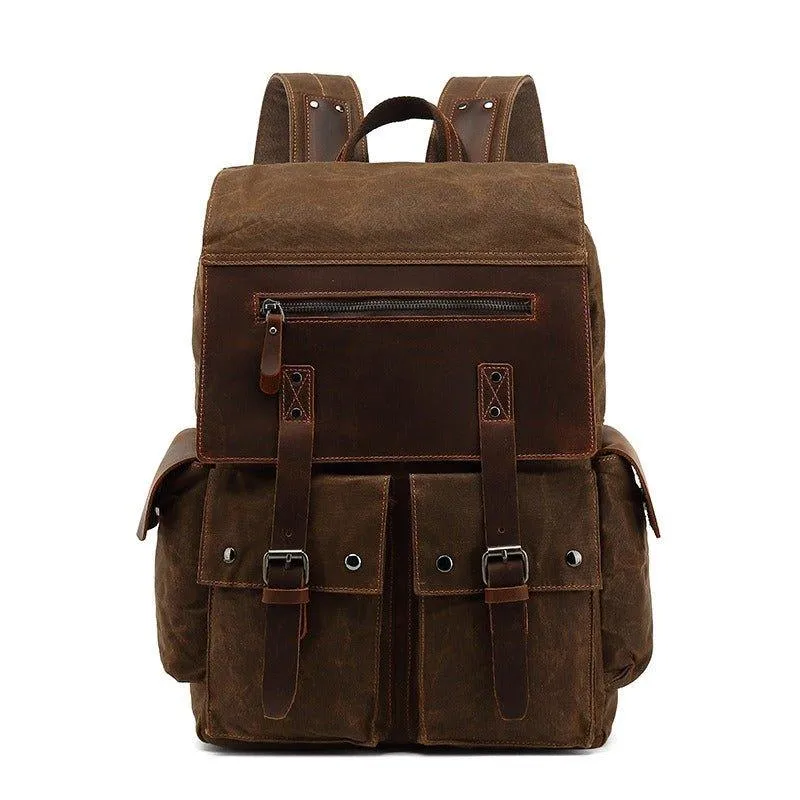 Waxed Canvas Backpack Rucksack with Side Pockets