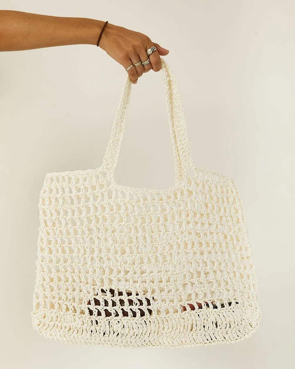 White Net Tote Bag