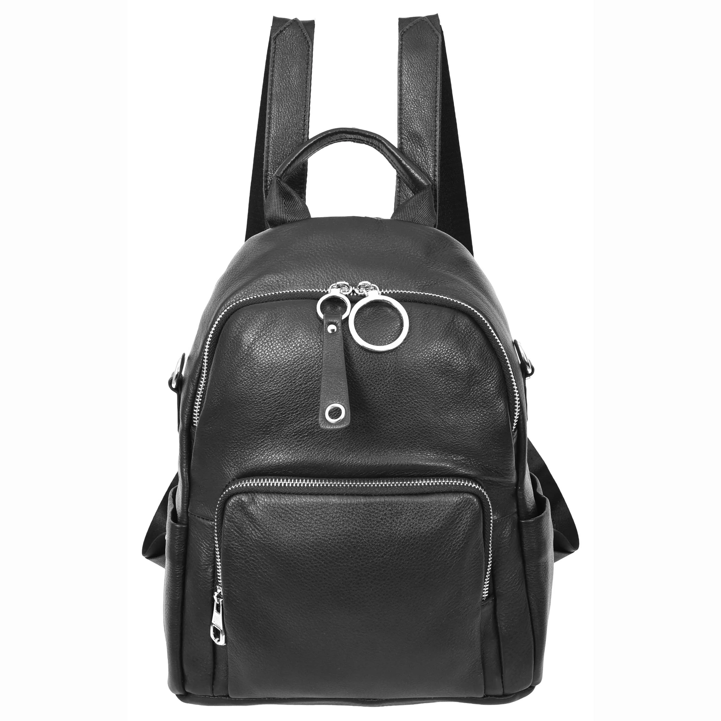 Womens Real Leather Casual Backpack Eliza Black