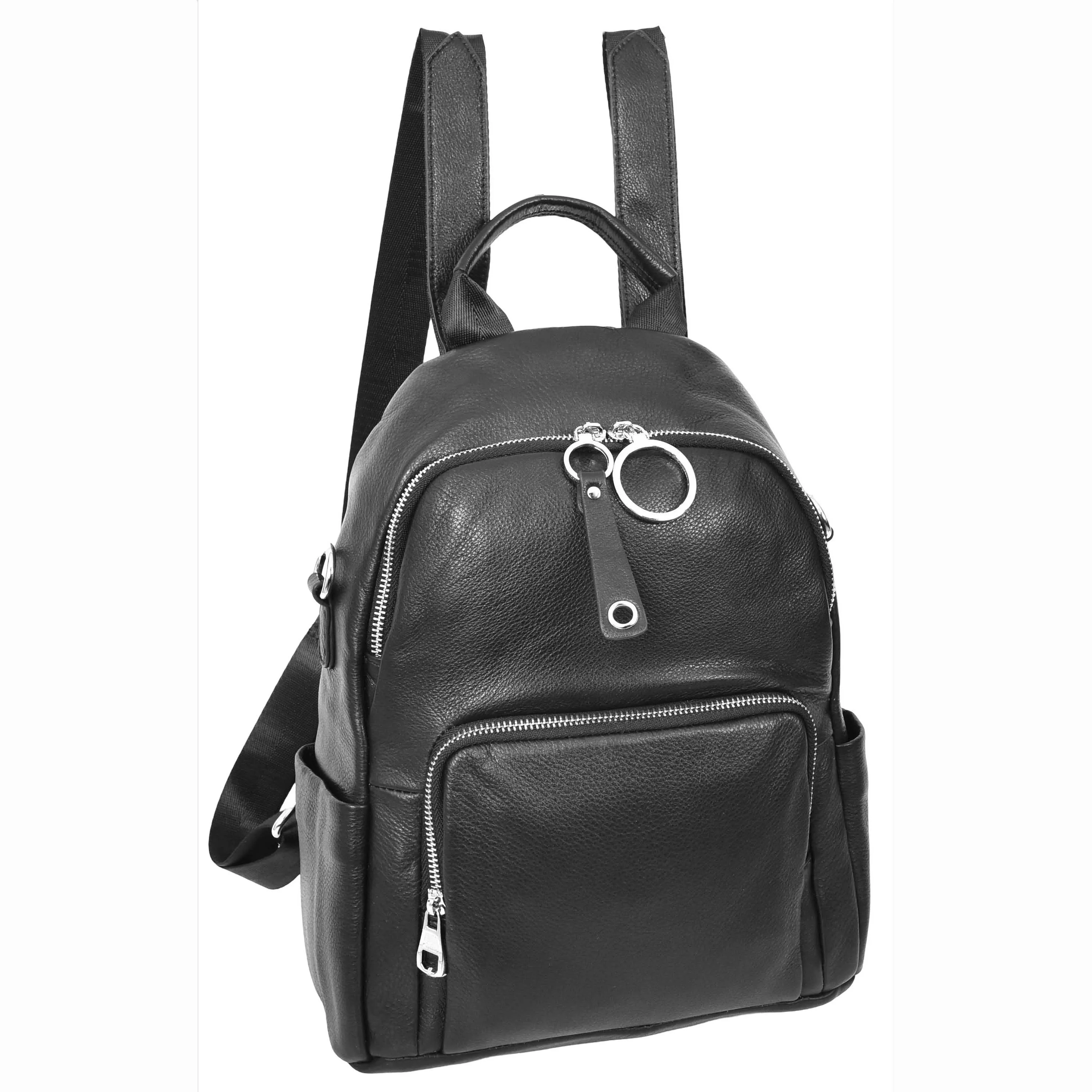 Womens Real Leather Casual Backpack Eliza Black