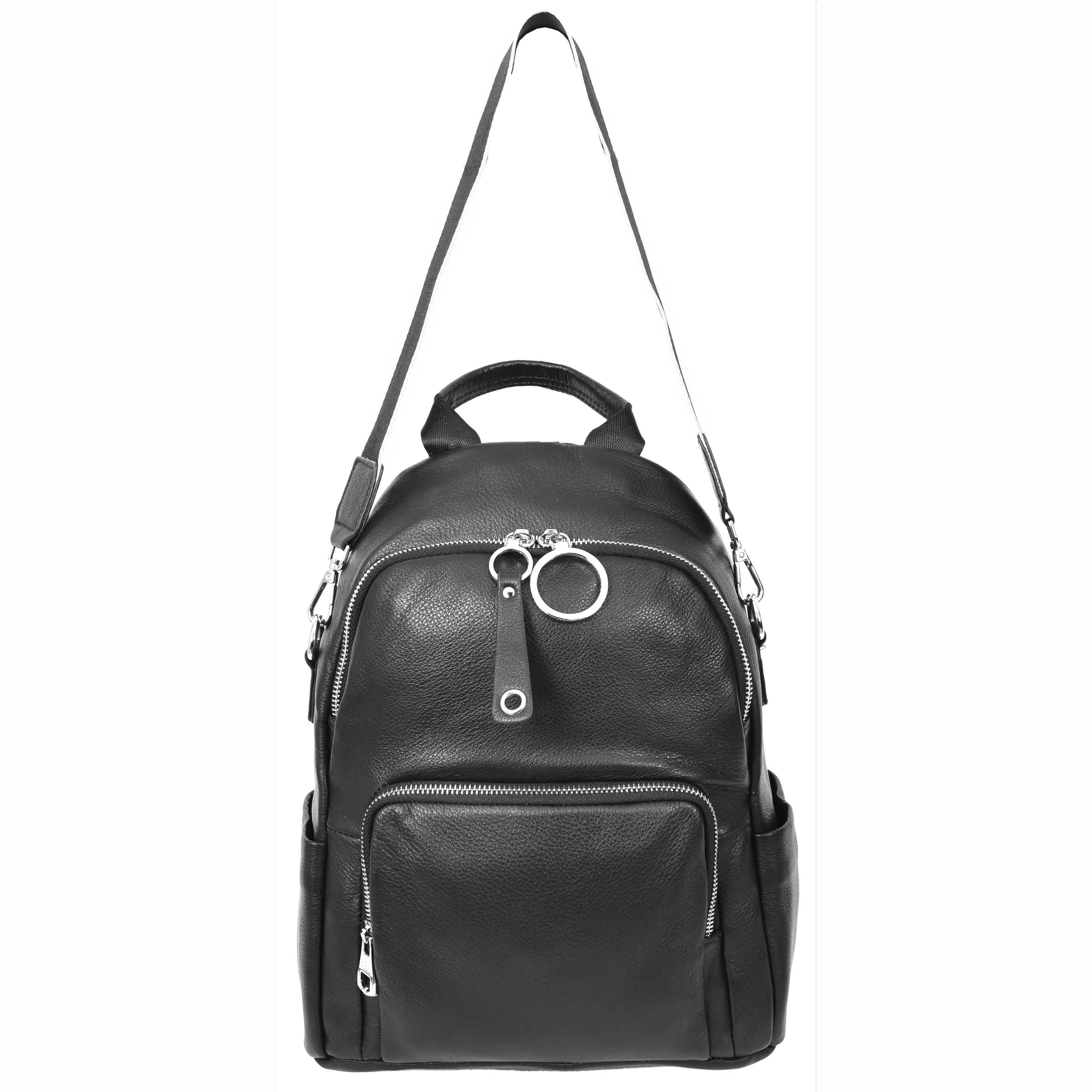 Womens Real Leather Casual Backpack Eliza Black