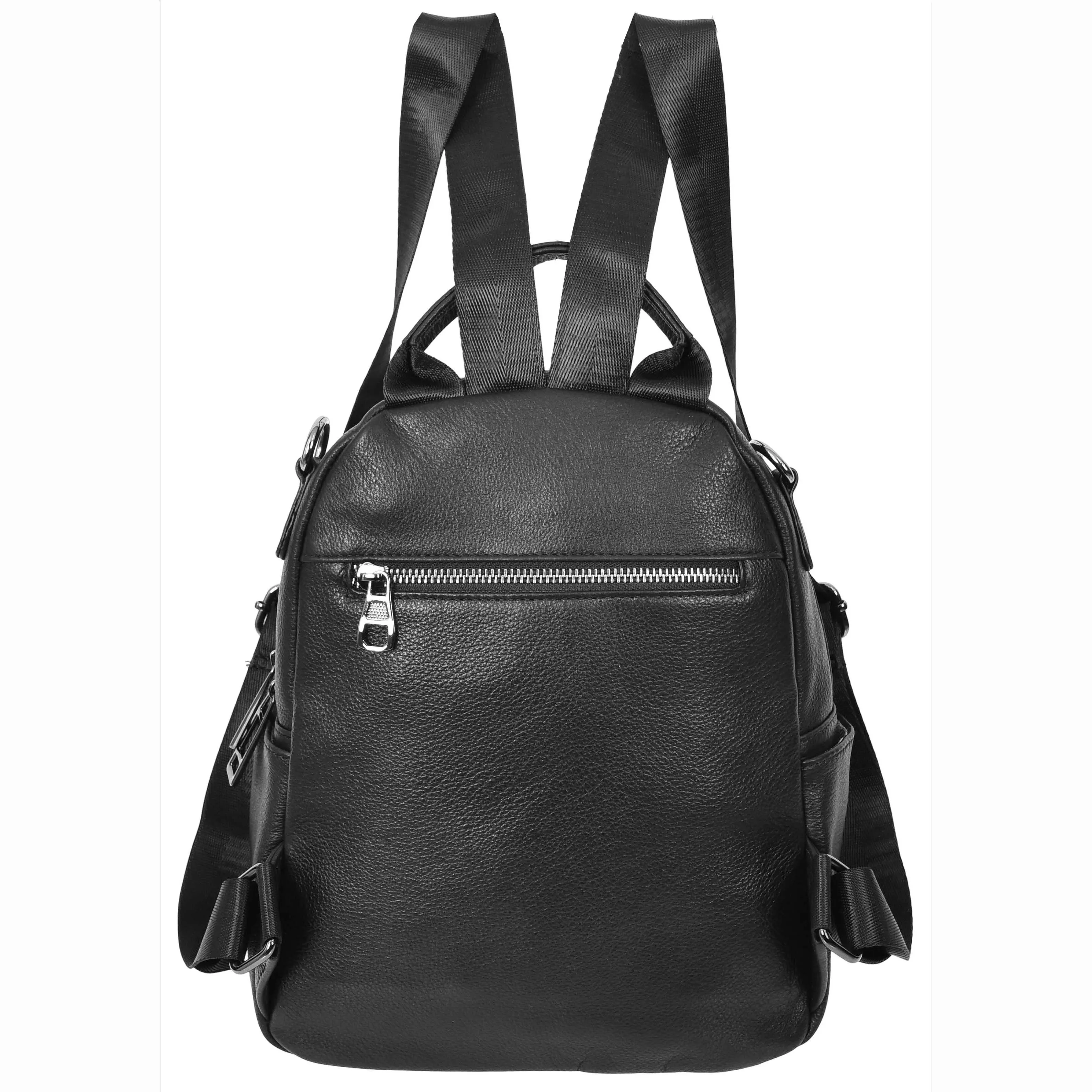 Womens Real Leather Casual Backpack Victoria Black