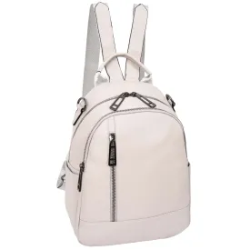 Womens Real Leather Casual Backpack Victoria Off White