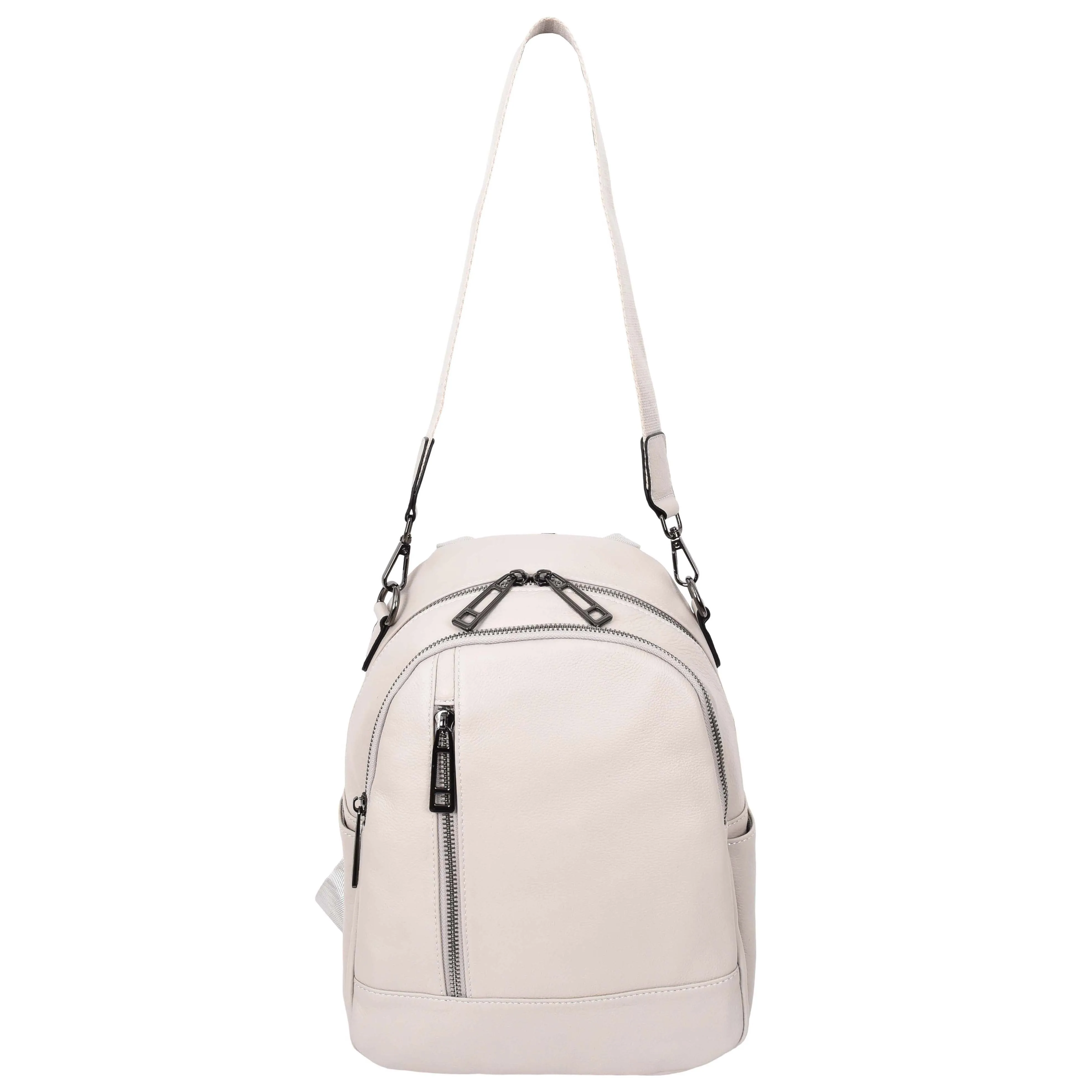 Womens Real Leather Casual Backpack Victoria Off White