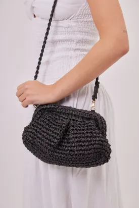 Woven Clutch and Crossbody Bag in Black